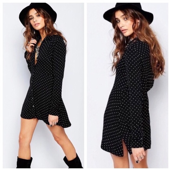 Free People Dresses & Skirts - Free People This Town Polka Dot Shirtdress